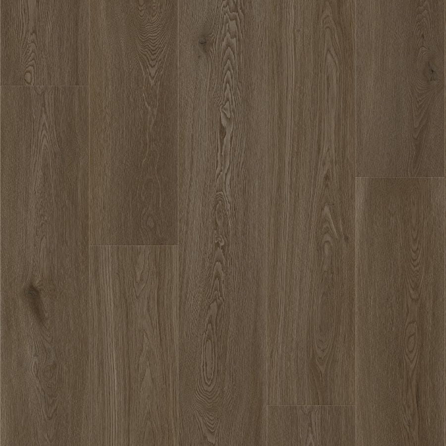 Close-up of dark hybrid wood flooring with visible grain and texture