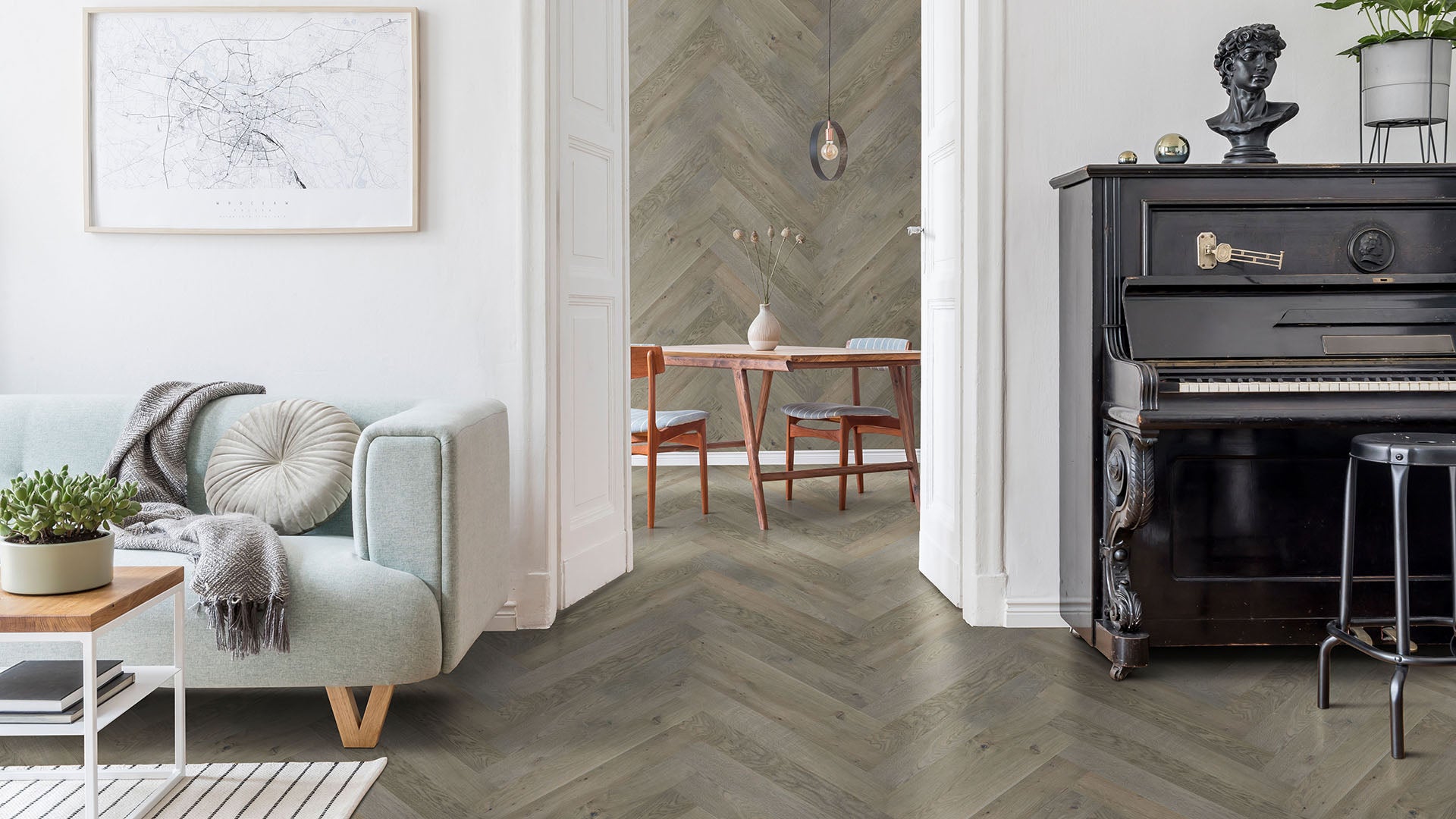 Greige European Oak Herringbone