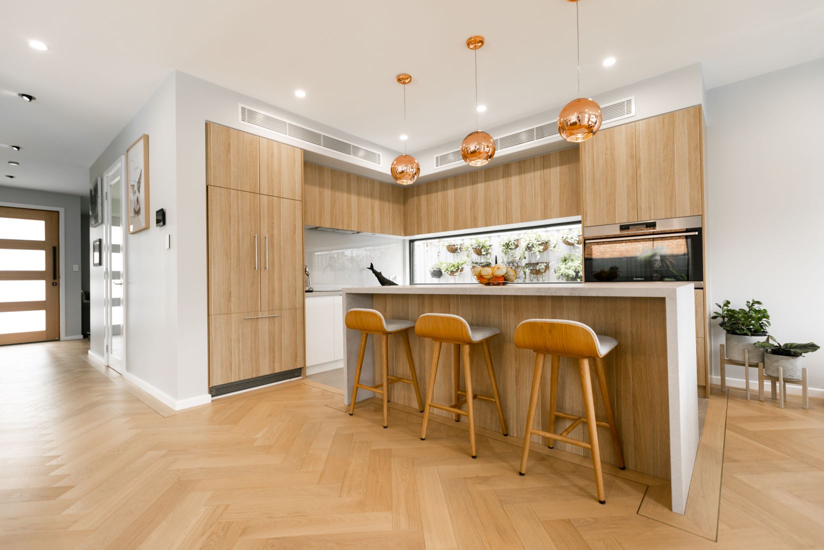 Neutral Oak Herringbone Timber Flooring