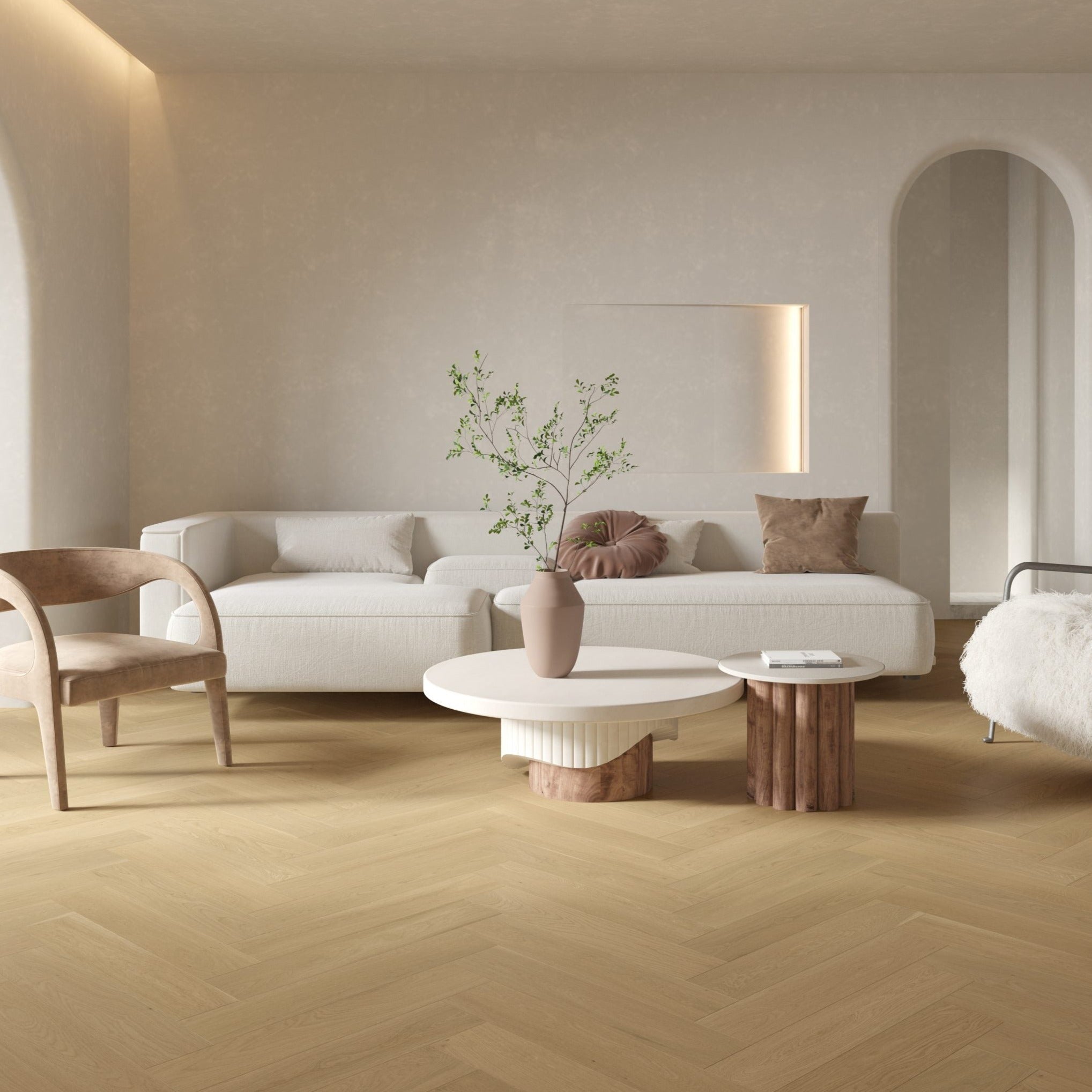 Natural Beech Herringbone Timber Flooring