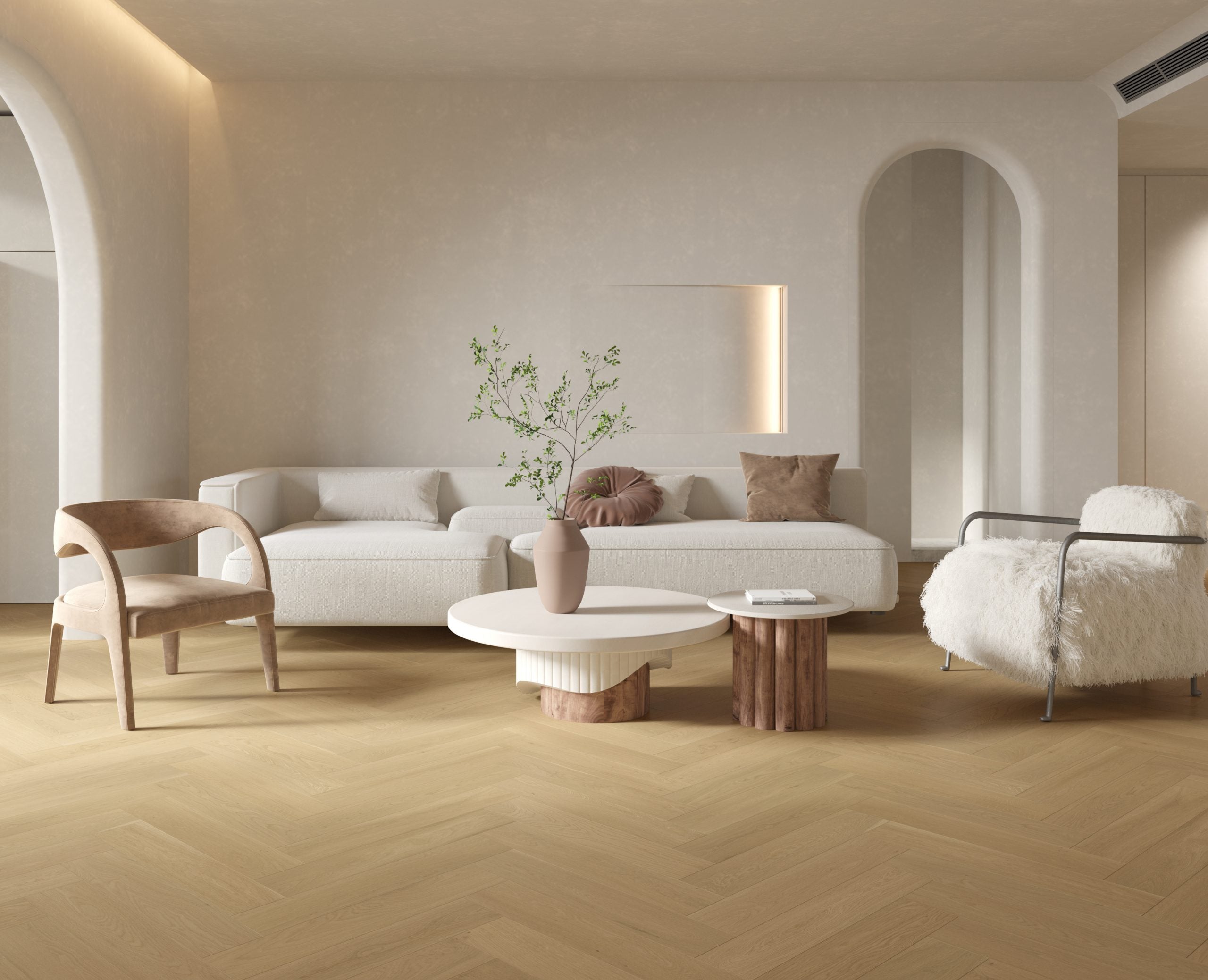 Natural Beech Herringbone Timber Flooring