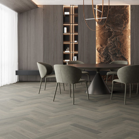 Moss Grey Herringbone Timber Flooring