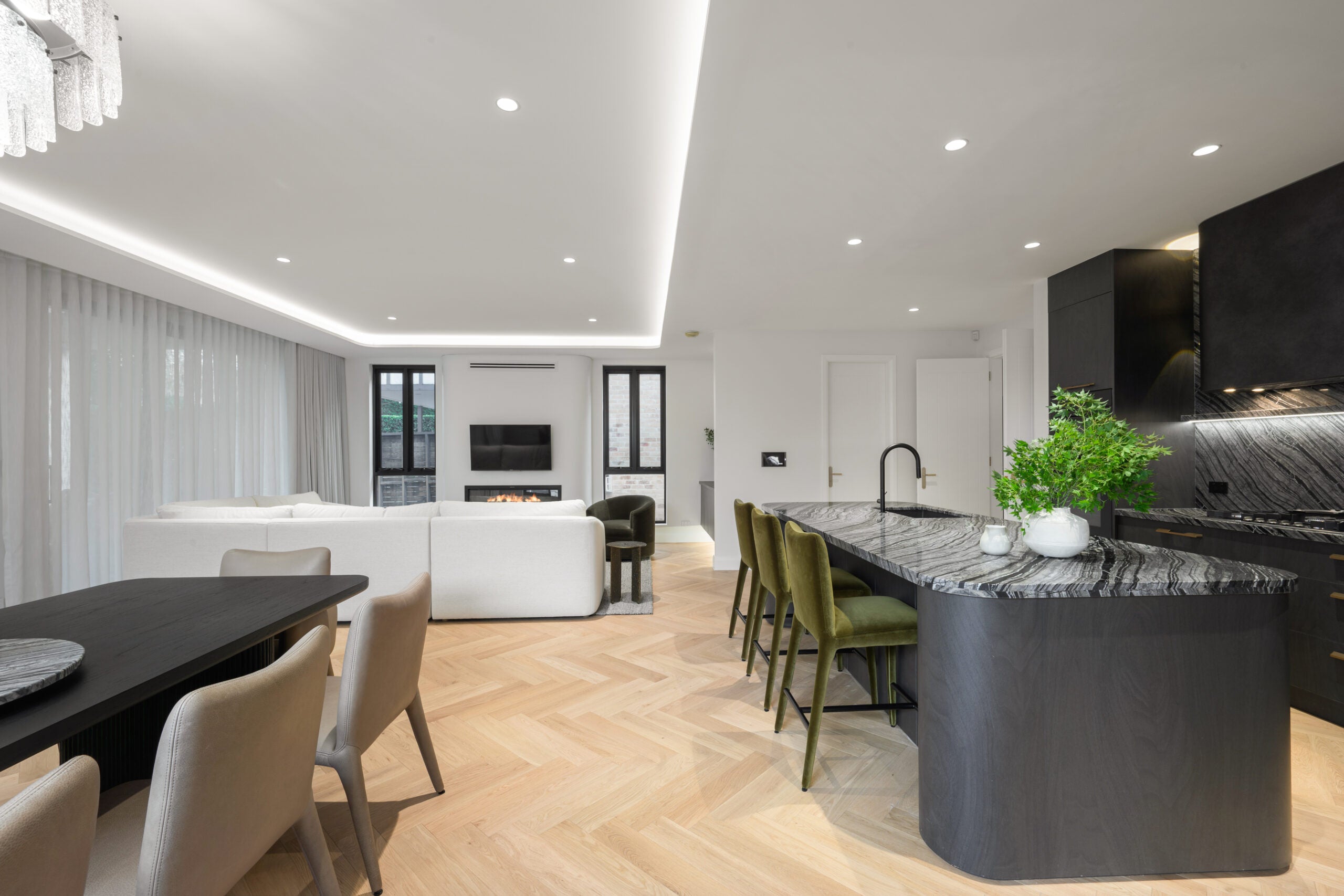 Neutral Oak Herringbone Timber Flooring