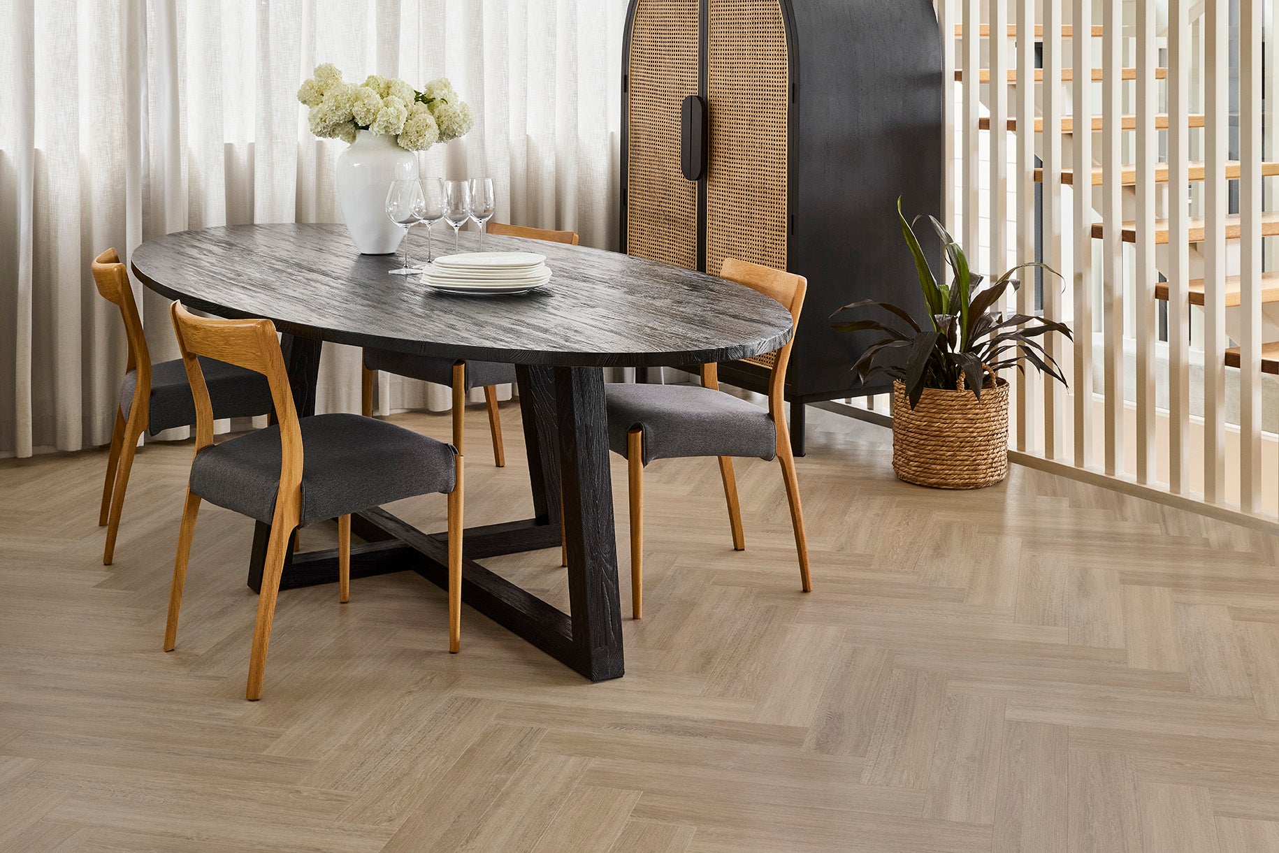 Porcelain Herringbone Hybrid Flooring