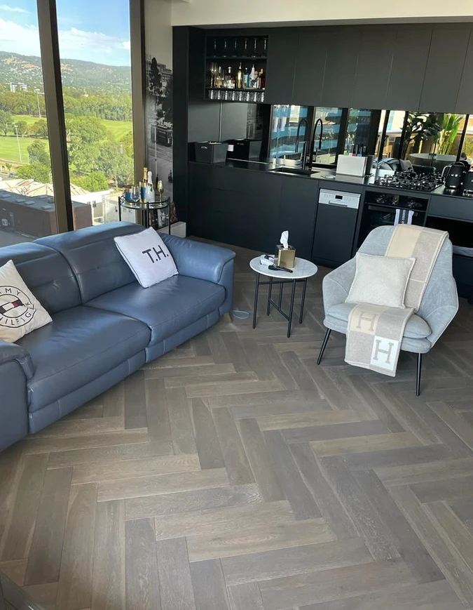 Alps Grey 14mm Herringbone Flooring
